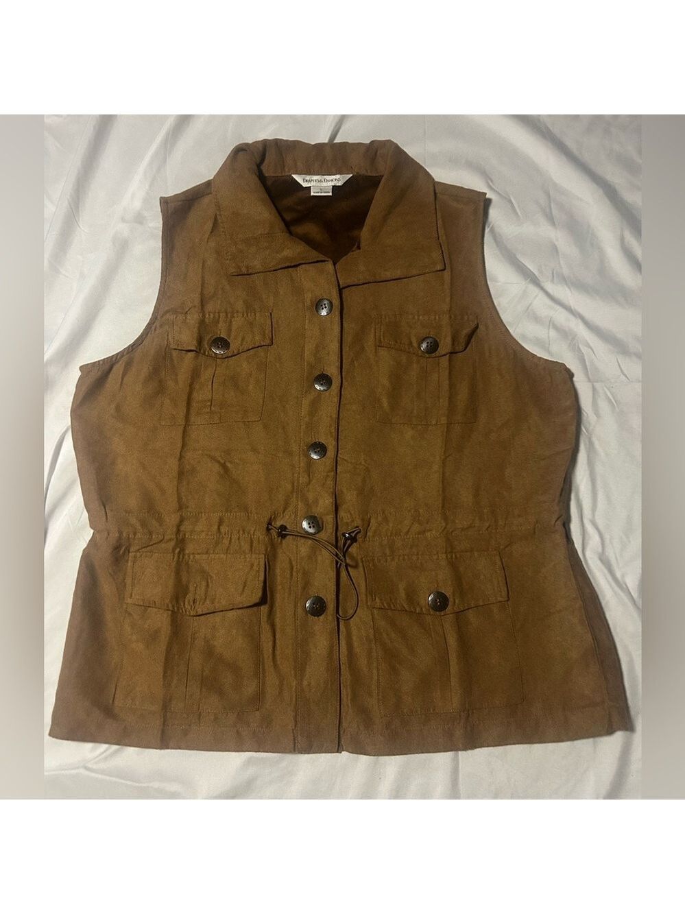 Women’s Draper’s & Damon’s Brown Micro Suede Vest  Sz Large Pockets